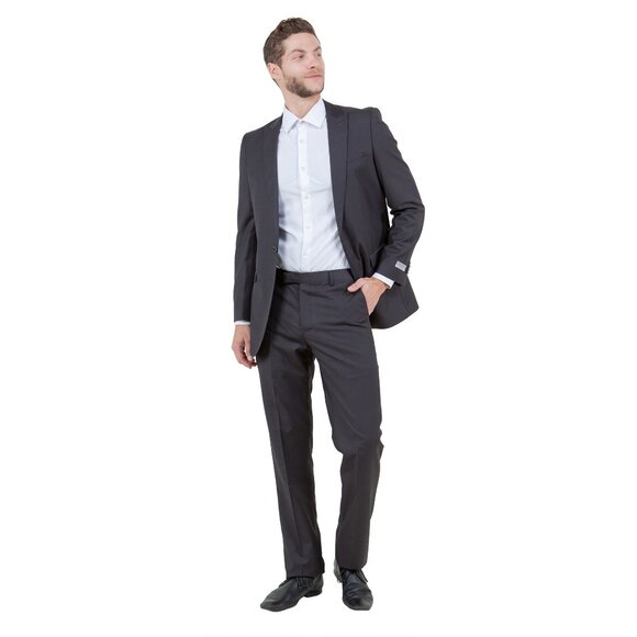 Mens 2-Piece Pick Stitch Suit, Slim-Fit Dark Grey - Picture 4 of 7